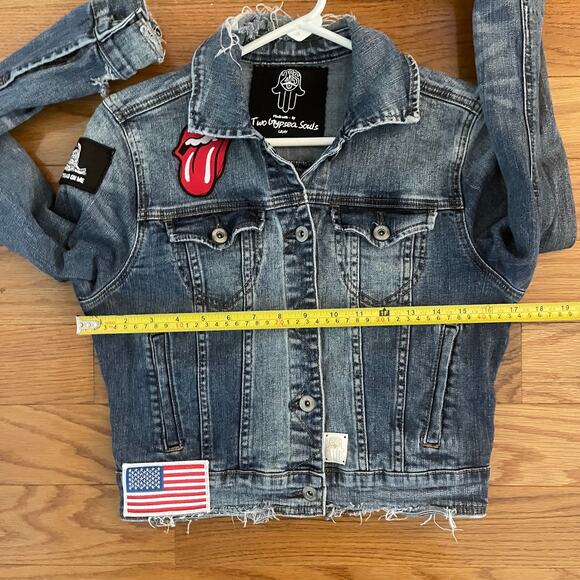 Two Gypsea Souls Patch Denim Jean Jacket Womens Small Blue - Picture 8 of 10